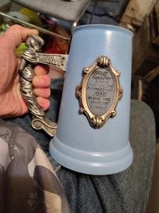 Vintage Ceramic Beer Stein HMS Bounty 1787 Mutiny Painted Rare Powder Blue Color - Picture 1 of 8