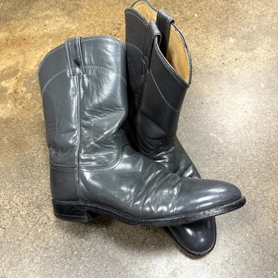 Justin Boots 3025 Women's Western 11B Gray Leather Mid Calf Roper Boots USA MADE - Image 1 of 4