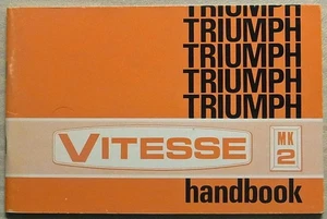 TRIUMPH VITESSE Mk2 Car Owners Handbook Sept 1968 #545070 1st EDITION 2M/9/68 - Picture 1 of 4