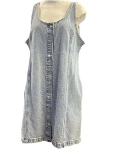 Levi’s Damen Denim Knopfleiste Kleid Pullover Schnalle Gesäßtaschen Y2K Größe Large - Bild 1 von 14