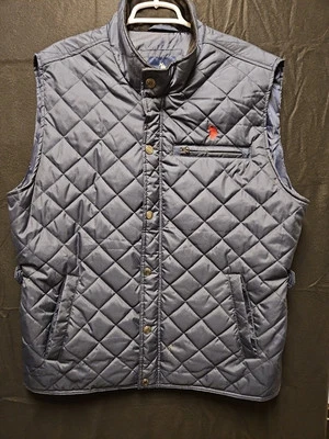 Men's Polo XL Navy Blue Diamond Quilted Corduroy Collar Vest Pony Logo - Image 1 of 4