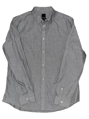 H&M Shirt Men's Gray Long Sleeve Collared Slim Fit Button-Up Size XL - Image 1 of 4