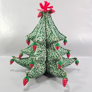 VTG Stuffed Fabric 3D Plush Strawberry Xmas Tree Handcrafted 6-Sides 11"x10" - Picture 1 of 14