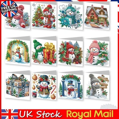 12pcs DIY Diamond Art Greeting Cards Xmas Theme Congratulations Cards & Gifts - Image 1 of 4