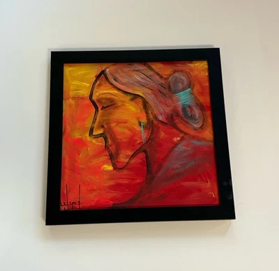 Navajo Painting Leland Holiday Navajo Woman Portrait Native American Abstract - Image 1 of 4