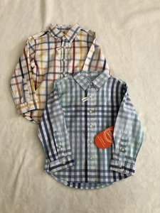 Lot Of Two Wonder Nation Tops 18M Long Sleeve Button-Up Shirt Gingham Plaid Flaw - Picture 1 of 12