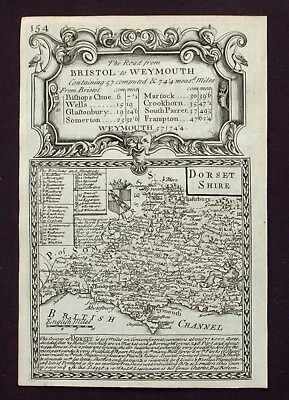 DORSET COUNTY MAP, BRITANNIA DEPICTA, original antique map, Bowen, 1720 - Image 1 of 2