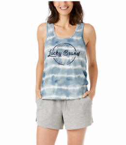Lucky Brand 3 Piece Short Sleep Set, Women's Size XL, Blue/Grey, NEW