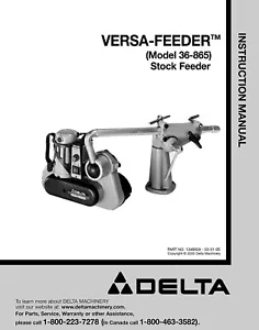 Delta 36-865 Versa Zuführung Bedienungsanleitung - Bild 1 von 1