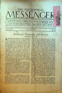Theosophical Messenger Magazine December 1930 Krishnaji Krishnamurti - Picture 1 of 1