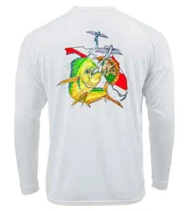T-shirt Lobo Lures Florida Mahi pesca manica lunga performance UPF50+ Dri-fit - Foto 1 di 7