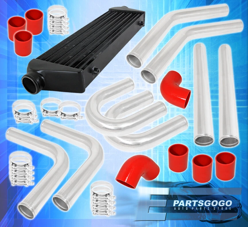 Tube Fin Front Mount Intercooler Fmic + 64mm Aluminum Pipe Piping Kit + Couplers Foto 1 de 1