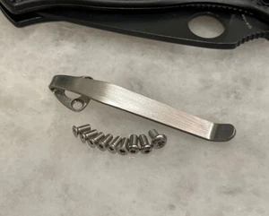 Titanium Deep Pocket Clip W/Stainless Screws For Spyderco Tenacious Resilience - Picture 1 of 12