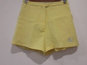 Vintage 70s 80's PUMA Yellow W26 Cotton High Cut Sports Shorts - Picture 1 of 10