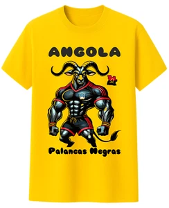 Angola T-Shirt Emblem Wappen Fahne Cartoon  Gelb NK 17 - Picture 1 of 1