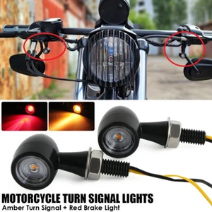 Universal Motorcycle Mini Turn Signal Blinker Brake Light For Bobber Cafe Racer - Picture 1 of 8