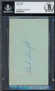 Bob Swift Beckett BAS Signed 1934 Tiger Eddie Gaedel Catcher 3x5 Index Card Auto