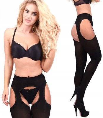 OFFEN Schritt Strumpfhose Mikrofaser 60 DEN STRIPPANTY Strapsstrumpfhose S-XL EU - Bild 1 von 4