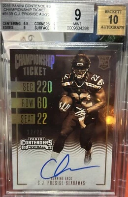 2015 Panini Contender Championship Ticket  CJ Prosise   ⚡️Auto   BGS  9 - Image 1 of 3