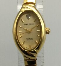 Sergio Valente Watch Women Gold Tone Oval Stretch Band New Battery 