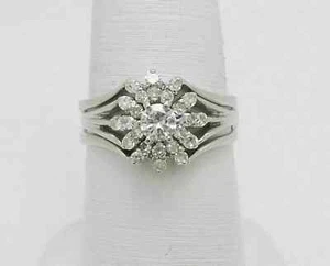 2Ct Round Cut Simulated Diamond Wedding Bridal Ring Set 14K White Gold Plated - Picture 1 of 6