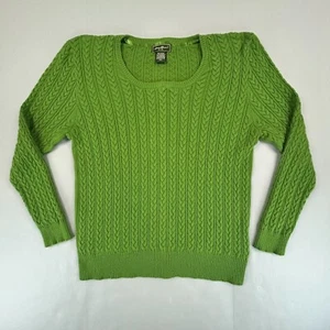 VINTAGE Eddie Bauer Sweater Womens XXL Green Pullover Knit Cashmere Rabbit 90s - Picture 1 of 10