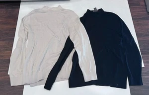(Lot of 2) H&M Mens Slim-Fit Turtleneck Sweater Long Sleeve - Tan & Black Size S - Picture 1 of 10