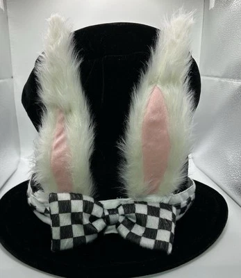 Mad Hatter Top Hat White Rabbit Ears Alice In Wonderland by Elope Adjustable Sz - Image 1 of 4