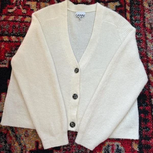 Ganni Damen Strickjacke weiß und creme. Größe L.  - Bild 1 von 10