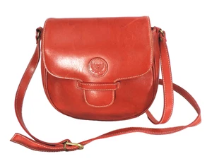 LIZ CLAIBORNE Vintage echt rot Leder Satteltasche Umhängetasche Klappverschluss - Bild 1 von 19