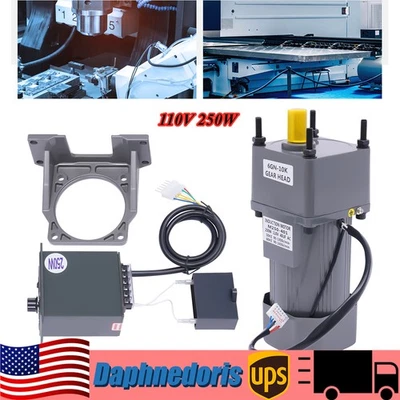 110V 250W AC Gear Reduction Motor Electric+Variable Speed Control Reversible New - Image 1 of 4