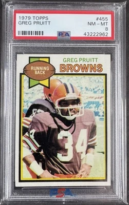 1979 TOPPS GREG PRUITT #455 BROWNS PSA 8 NM-MT - Image 1 of 2