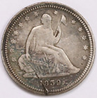 1839-P No Drapery 25C Silver Seated Liberty Quarter Circ Vf Details Us Coin