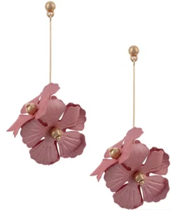 MARNI H&M Flower Metal Dangle Earring Set GOLD / ROSE - Picture 1 of 1
