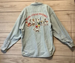 Looney Tunes Major League Baseball Button Down Shirt - Men’s XL - Baseball Toons - Picture 1 of 5