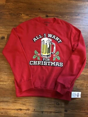 All I Want For Christmas Is Beer Sweatshirt Men’s Small NWT - Image 1 of 4