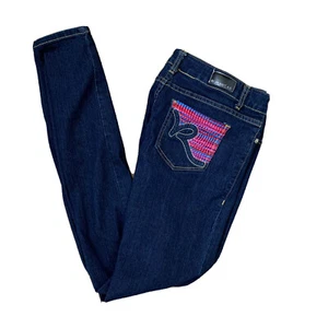 Jeans donna Rocawear skinny ricamato con tasca taglia 9 lavaggio scuro - Foto 1 di 12
