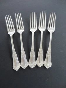 Antique Beauty Pattern 5 Dinner Forks Rogers Silver Plate 1909 Pat. May 25-09 - Picture 1 of 9