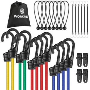 WORKPRO Bungee Cords Assortment 30PCS 10" 18" 24" 32" 40" Bungee Cord with Hooks - Picture 1 of 12