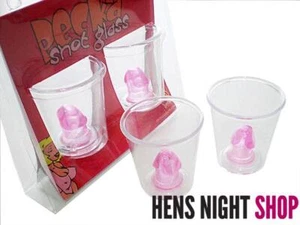 Hens Night Party Pecker Penis Willy plastic Shot Glass Shooters pack of 2 - Picture 1 of 7
