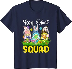 Egg Hunt Squad Gnomes Easter Day Bunny Gift Tee Youth Unisex T-shirt - Picture 1 of 8