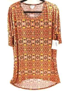 NWT LuLaRoe Irma Women's Size M Orange Geometric Casual Tunic Shirt - Picture 1 of 9