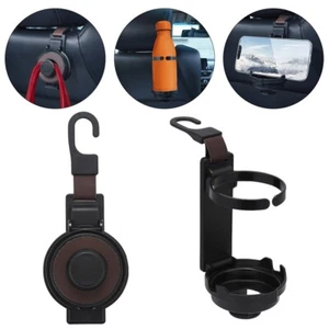 1x Car Brown 3 In 1 Foldable Car Cup Holder W/ Storage Box, Phone Holder - Picture 1 of 7