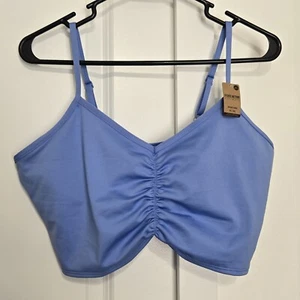 PINK XL Sports Bra Rouched Corn Flower Blue Lightly Lined Low Impact - Picture 1 of 6