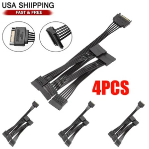 4pcs For HDD SSD SATA Power 15 Pin 1 Male To 5 Female Splitter Hard Drive Cable - Picture 1 of 18
