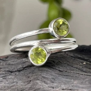 Peridot Gemstone 925 Sterling Silver Handmade Jewelry Ring Gift For Women D-974 - Picture 1 of 6