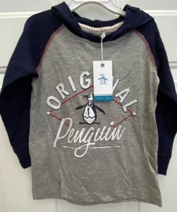 Original Penguin Boys Marca Juvenil Camiseta Azul Gris Sudadera con Capucha Talla 4Y NUEVA - Imagen 1 de 5
