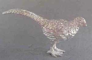 NEW MINIATURE STERLING SILVER FEMALE PHEASANT FIGURINE  - Picture 1 of 2
