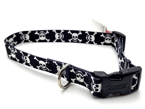 Coastal Pet Styles Black Skulls Large 18-26" Adjustable Nylon EZ Snap Dog Collar - Picture 1 of 8