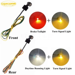 F&R Super Mini LED Turn Signal Light Red Brake Tail Lamp w/DRL For Harley Bobber - Picture 1 of 11
